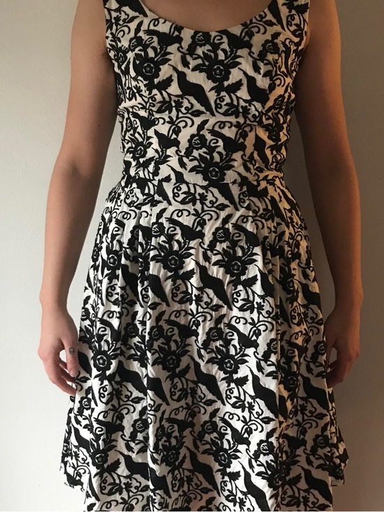 Betsey Johnson Dresses & Skirts - Betsey Johnson Black & Cream crow Fit-and-Flare Dress